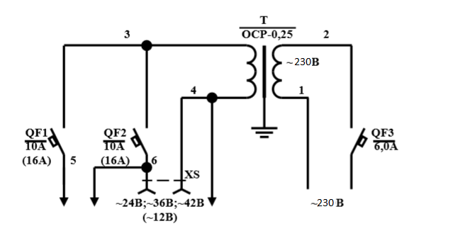 Схема электрическая принципиальная ЯТ–0,25
